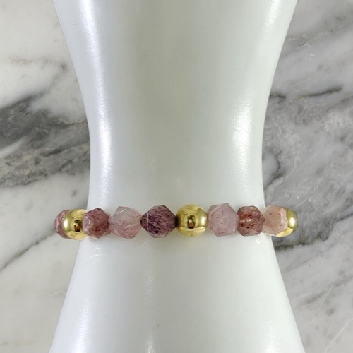 Manilla Cuarzo Rosa Lepidocrocita Facetada 8MMx3