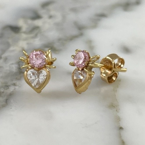 Sparkling Spider Heart Stud