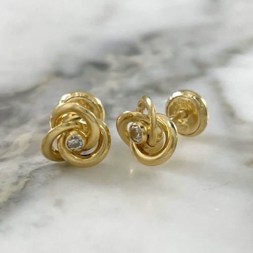 Screw-back Knot Zircon Stud