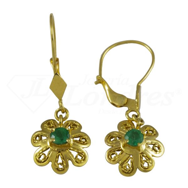 Emerald Filigree Flower Earrings