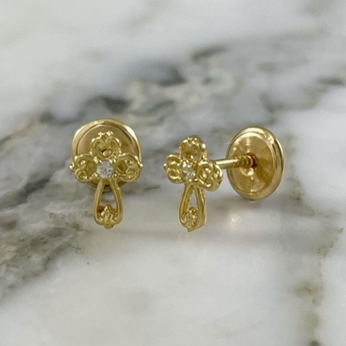 Light Zircon Cross Screw-back Stud