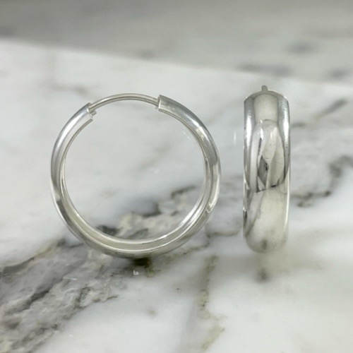 Thin Smooth Half-Round Hoop Earring