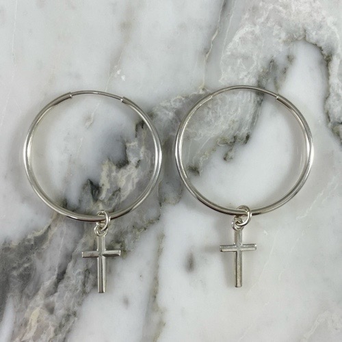 Cross Hoop Earring