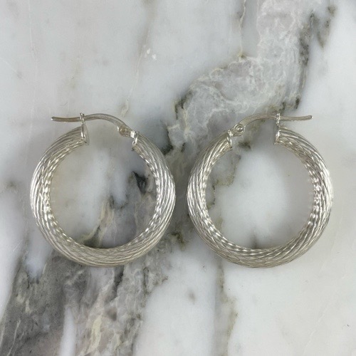 Engraved Oval Hoop Earring