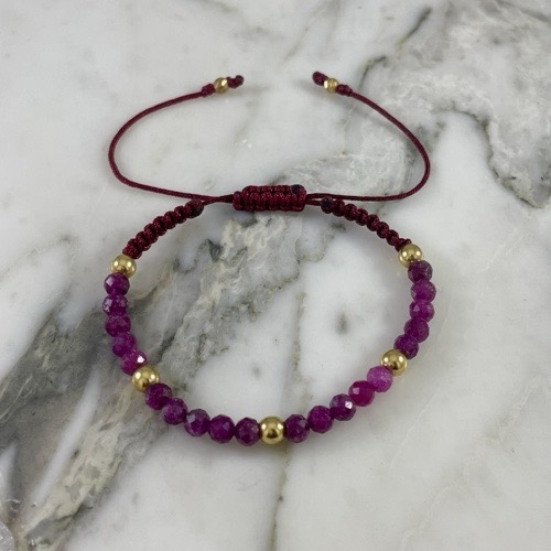 Diamond-Cut Ruby Bracelet 4MMx5 3MMx2