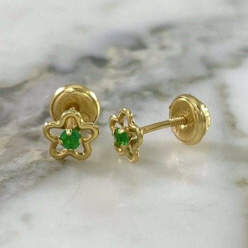 Green Flower Screw-Back Stud