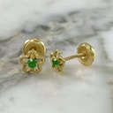 Green Flower Screw-Back Stud
