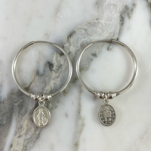 Miraculous Virgin Dangle Hoop Earring