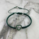Fixed Heart Bracelet with Emerald Chips