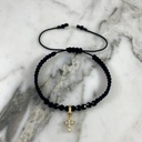 Shiny Black Agate Cross Bracelet