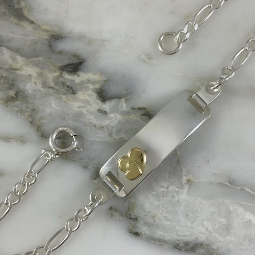 Double Heart Baby Plate Bracelet 3x1