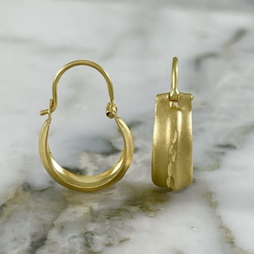 Small Matte Diamond-Cut Hoop Earring