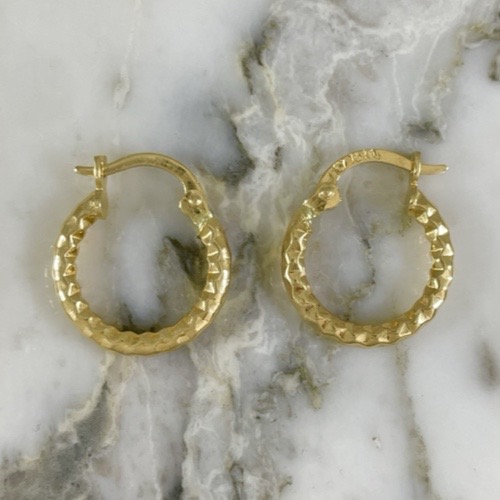 Circular Diamond-Cut Hoop Earring