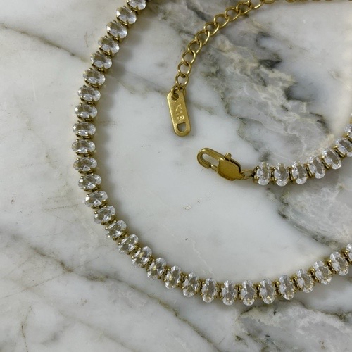 Oval Cut Tennis Chain 40 Cm