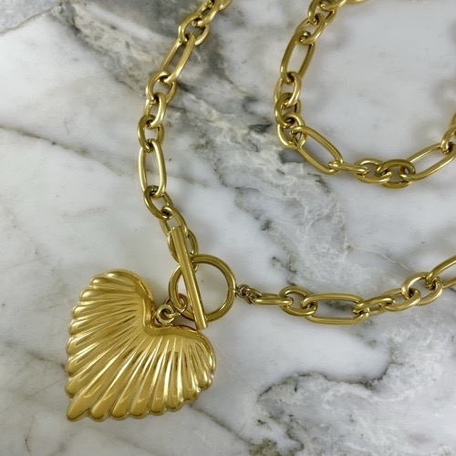 Chain 3x1 Scallop Shell Heart 45 Cm