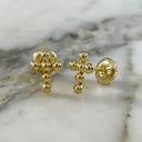 Fine Beaded Cross Screw-back Stud
