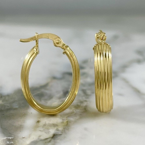 Small Ukiran Oval Hoop Earring