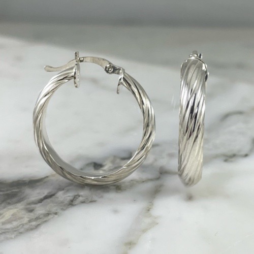 Elegant Twisted Half-Round Hoop Earring