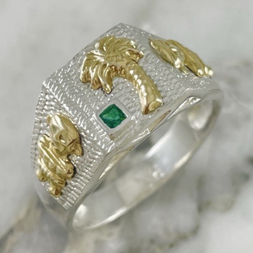 Anillo Palmera Precolombino Plata