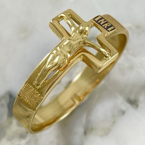 Anillo Inri Silueta Cruz Mateado